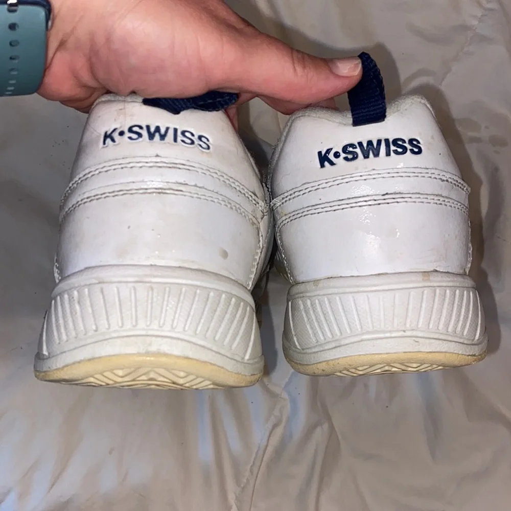 K Swiss white leather sneakers, size 9